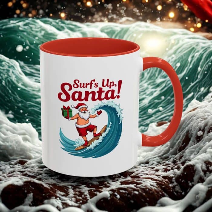 Santa Surfing Mug