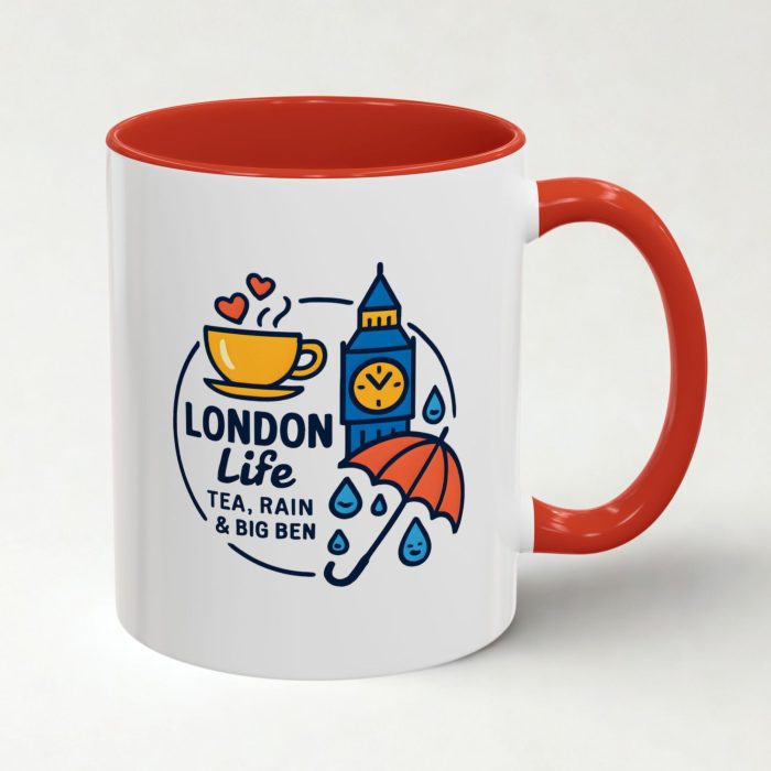 London Life Tea Mug – Cute Big Ben & Rainy Day Design