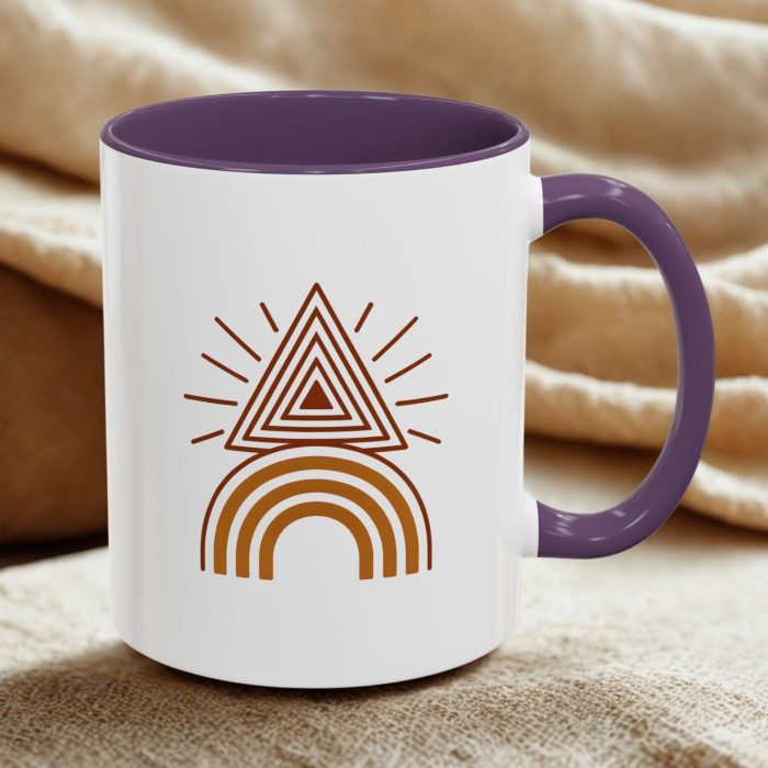 Boho Geometric Rainbow Mug – Triangle & Rainbow Design