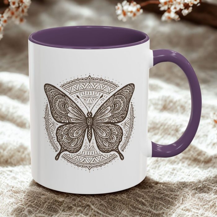 Mandala Butterfly Mug – Boho Spiritual Coffee Cup