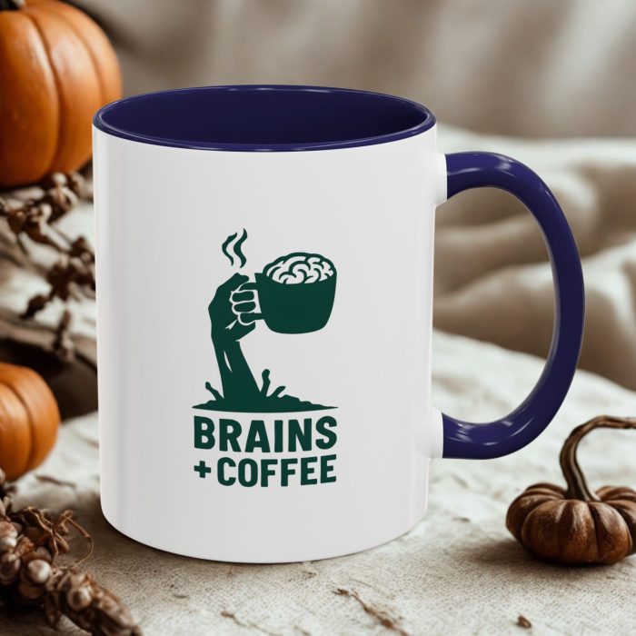 Zombie Coffee Mug – Funny Brains + Coffee Halloween Cup