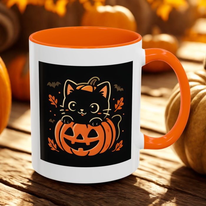 Halloween Cat Mug – Cute Black Cat in Pumpkin Cup