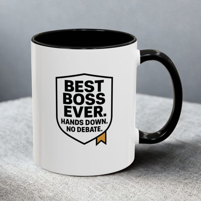 Best Boss Ever Mug – Bold Shield with Gold Ribbon