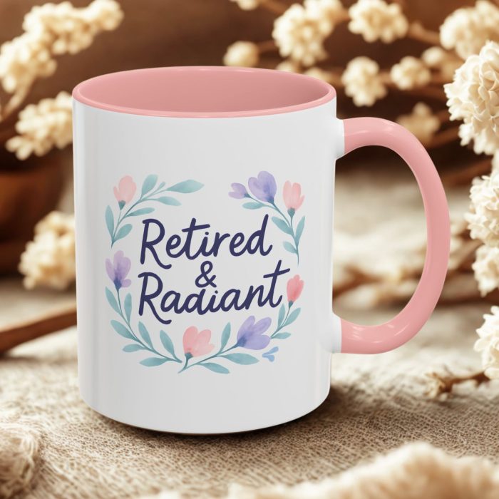 Floral Retired & Radiant Mug – Elegant Retirement Gift for Women