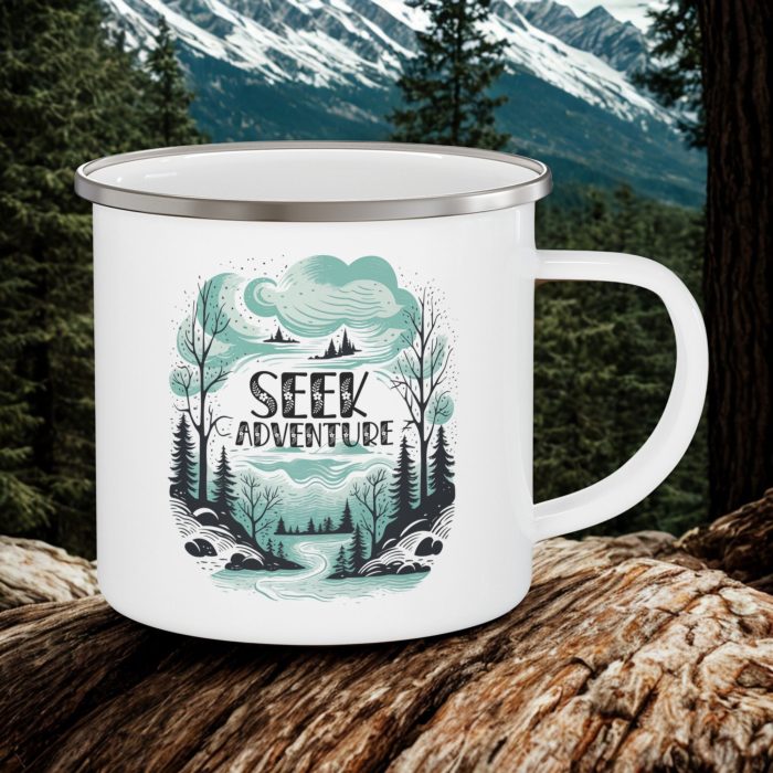 Outdoor Adventure Enamel Camping Mug 12oz – Nature Coffee Cup