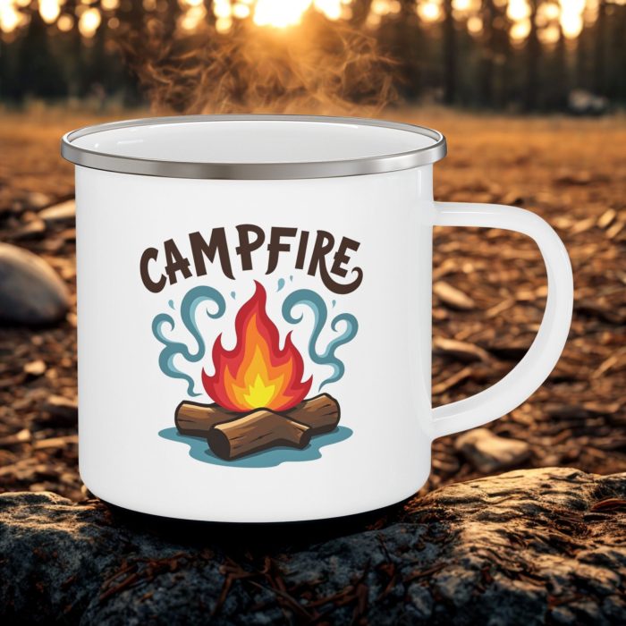 Campfire Enamel Camping Mug 12oz – Outdoor Coffee Cup
