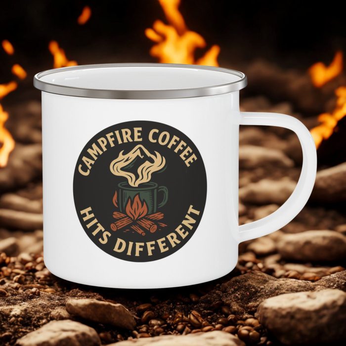 Campfire Coffee Enamel Camping Mug 12oz – Outdoor Coffee Cup