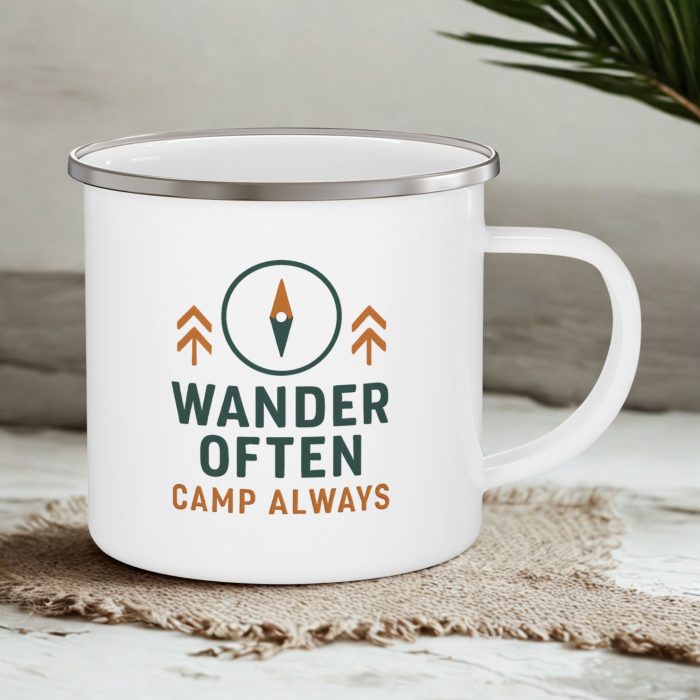 Wander Often Camp Always Enamel Camping Mug 12oz – Adventure Coffee Cup