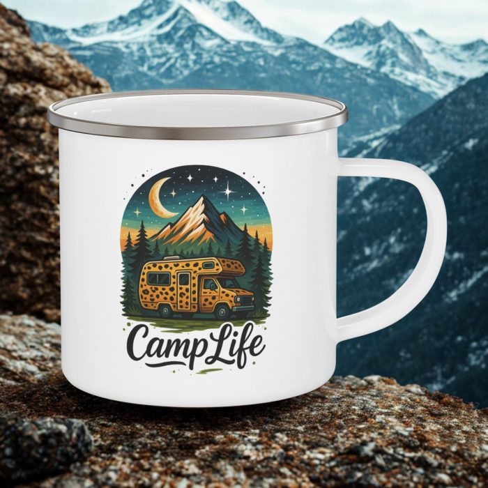 Camp Life Enamel Camping Mug 12oz – Outdoor Adventure Coffee Mug