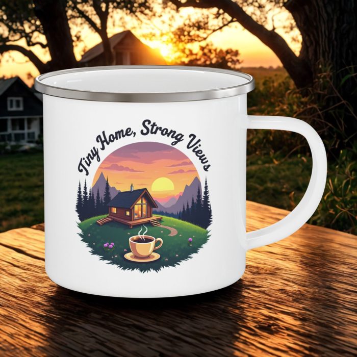 Cabin Camping Enamel Mug 12oz – Cosy Outdoor Coffee Mug