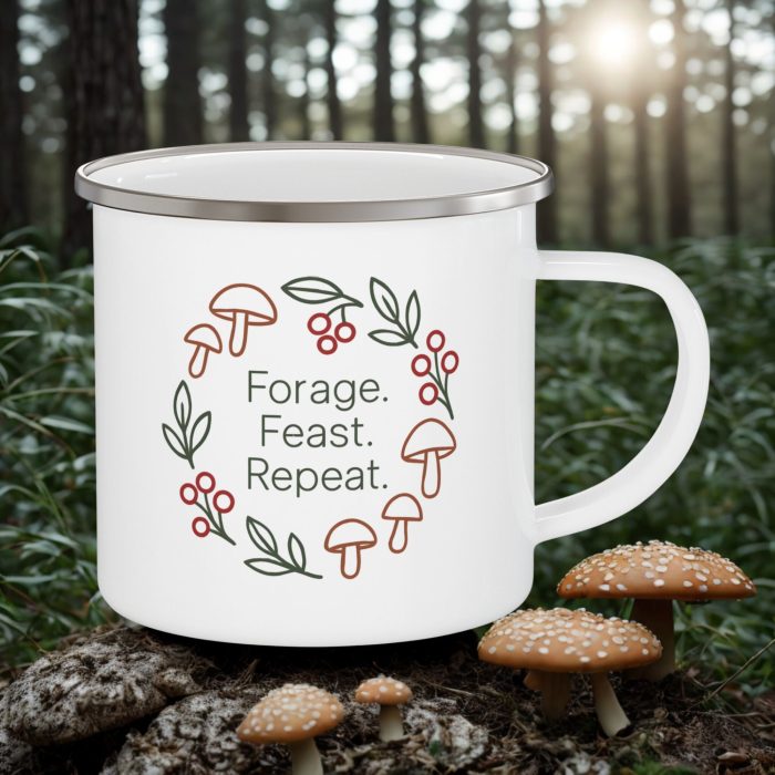 Forage Feast Repeat Mug 12oz – Enamel Camping Mug