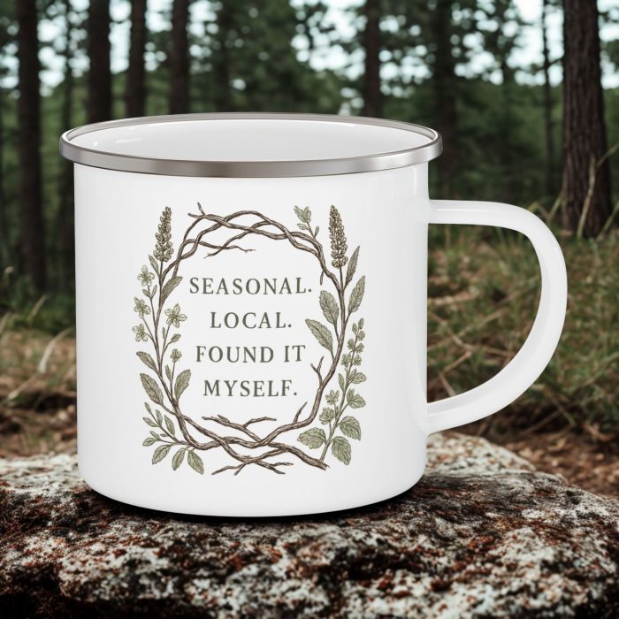 Seasonal Foraging Mug 12oz – Local & Ethical Enamel Camping Mug