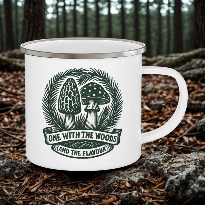 Forest Foraging Mug 12oz – One With the Woods Enamel Camping Mug