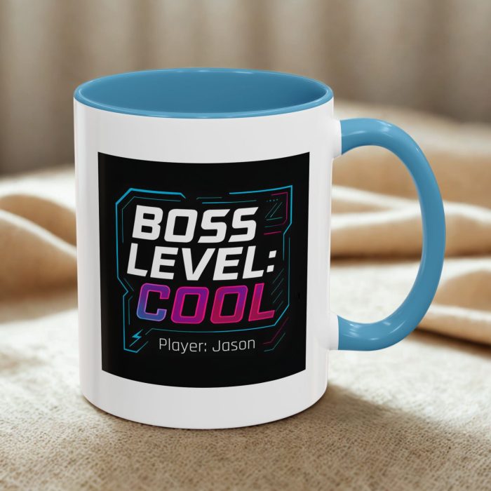 Boss Level Cool Mug Personalised with Name – Gamer Style Boss Gift