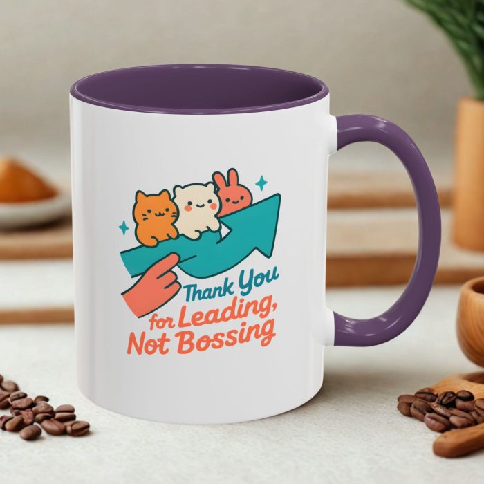 Grateful Boss Mug – “Thank You for Leading, Not Bossing” with Cute Animals