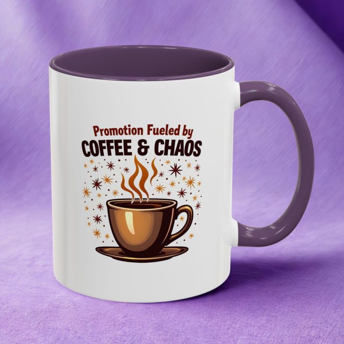 Best Boss Mug | “Promotion Fueled by Coffee & Chaos” Celebration Design with Mug & Fireworks | Mug Spot UK