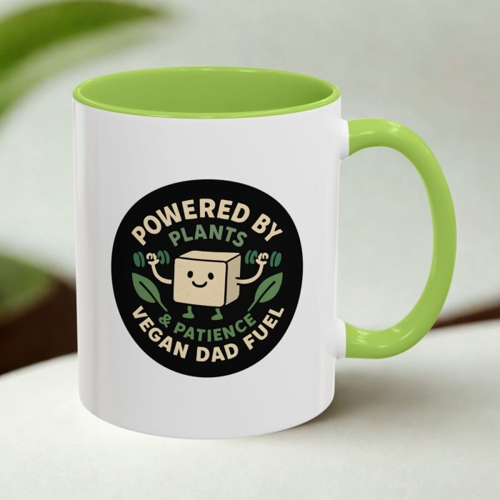 Vegan Dad Mug | Powered by Plants & Patience | Funny Father’s Day Gift | Mug Spot UK