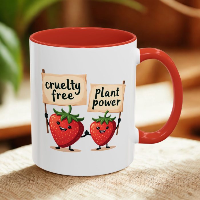 Vegan Gift Mugs | “Berry Vegan” with Cruelty-Free & Plant Power Strawberry Characters | Mug Spot UK