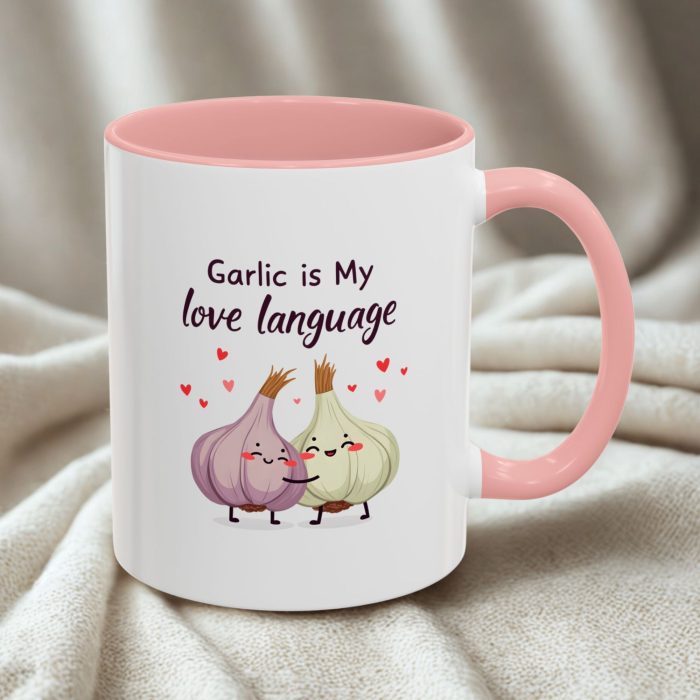 Vegan Gift Mugs | “Garlic is My Love Language” Hugging Garlic Cloves Design | Mug Spot UK
