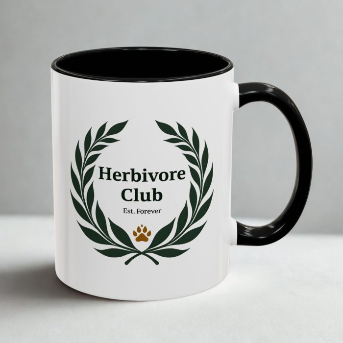 Vegan Mugs | “Herbivore Club – Est. Forever” Classic Laurel Wreath Design | Mug Spot UK