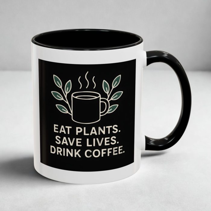 Eat Plants Save Lives Mug – Vegan Coffee Mug with Plant-Based Message
