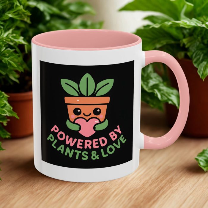 Powered by Plants and Love Mug – Cute Vegan Plant-Based Coffee Mug