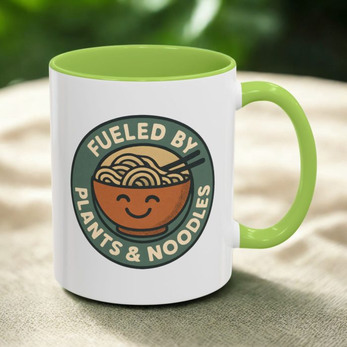 Fueled by Plants & Noodles Mug – Vegan Noodle Lover Coffee Mug