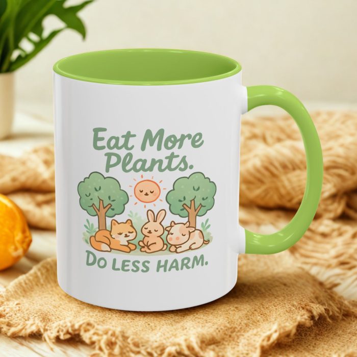 Eat More Plants Mug – “Eat More Plants, Do Less Harm” Cute Vegan Design