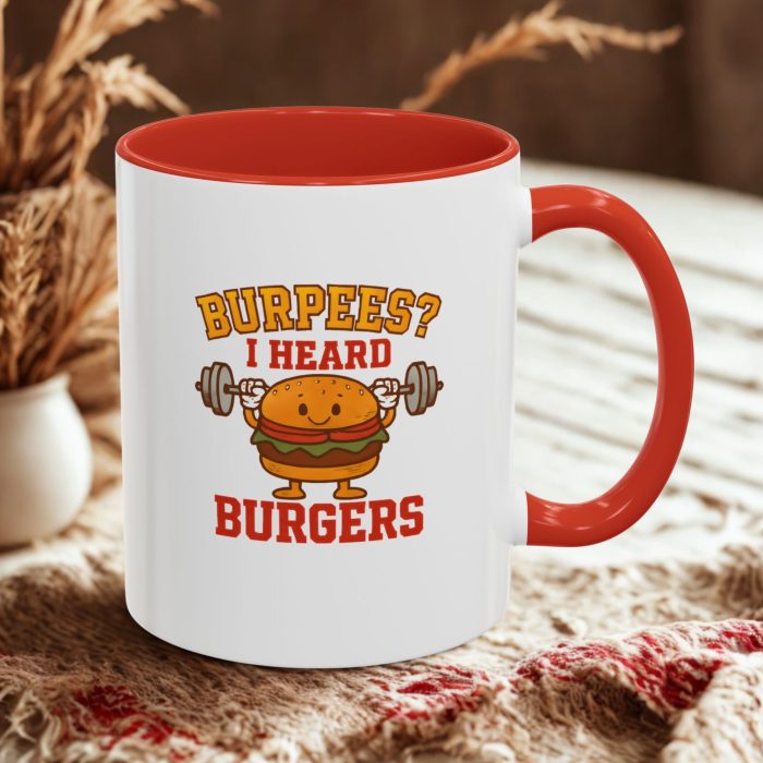 Burpees? I Heard Burgers – Funny Gym Coffee Mug UK