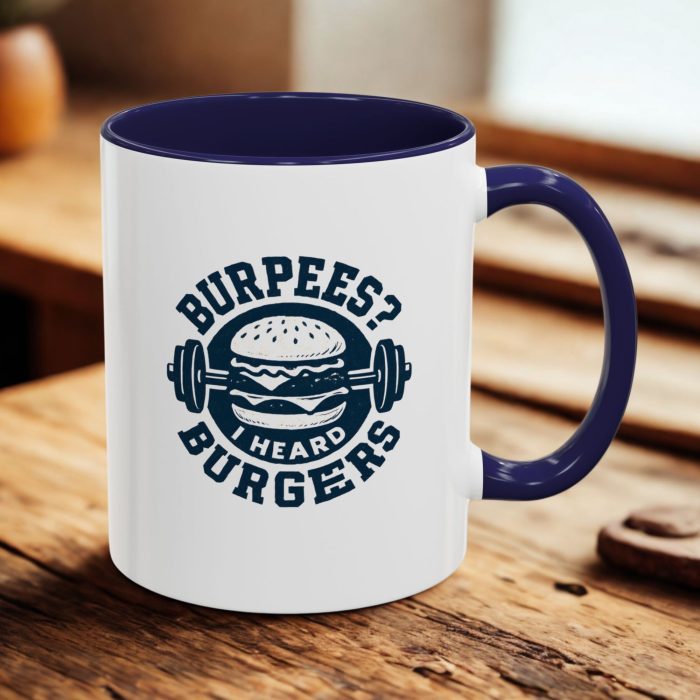 Burpees? I Heard Burgers – Monochrome Funny Gym Mug