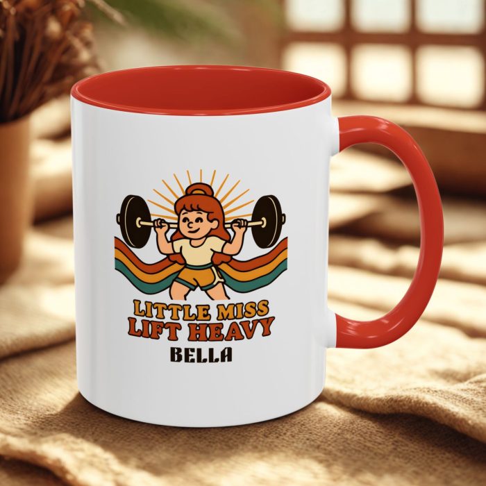 Little Miss Lift Heavy – Retro Custom Name Gym Mug