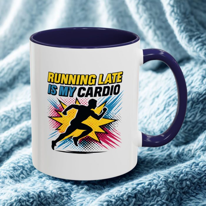 Running Late Is My Cardio – Comic-Style Runner Mug