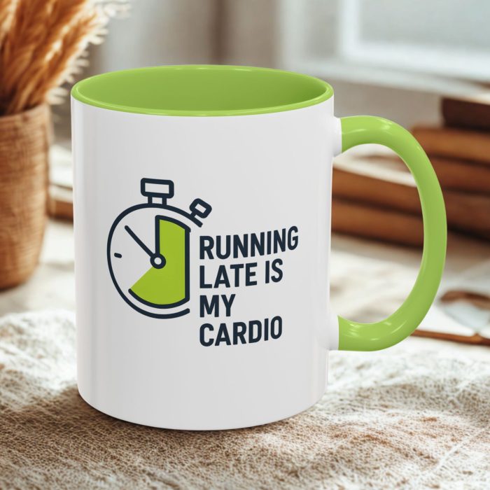 Running Late Is My Cardio – Green Stopwatch Coffee Mug