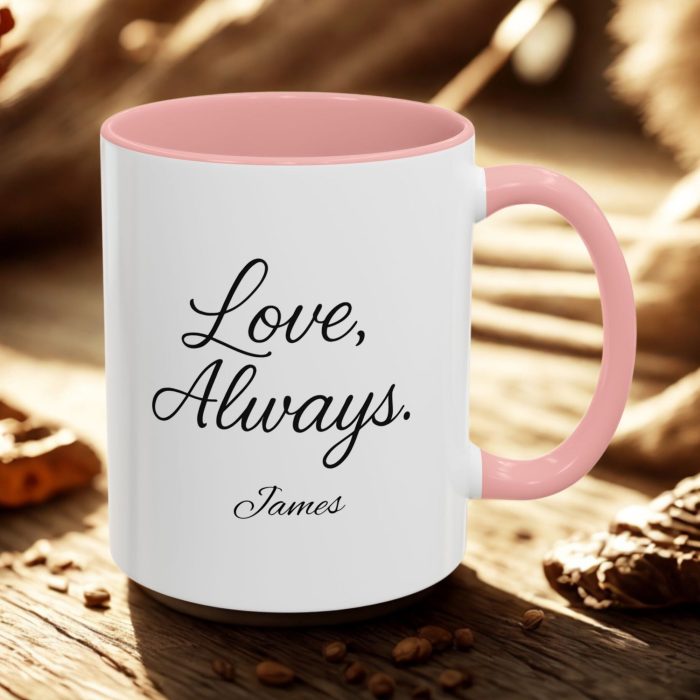 Personalised Couple Mug – Love Always Script Romantic Custom Name Mug