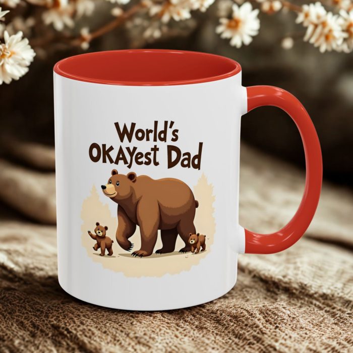 Okayest Dad Bear Mug UK | “World’s Okayest Dad” Cute Bear Design | Mug | Mug Spot UK