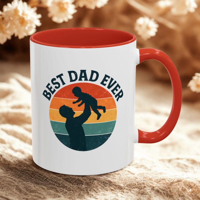 Best Dad Ever Sunset Mug – Father and Child Silhouette Coffee Mug