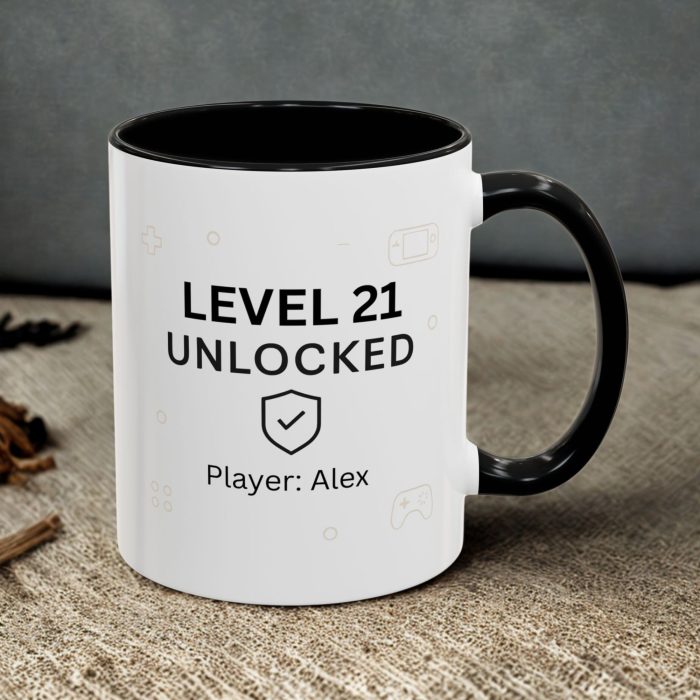 Level 21 Unlocked Birthday Mug – Personalised 21st Birthday Gift