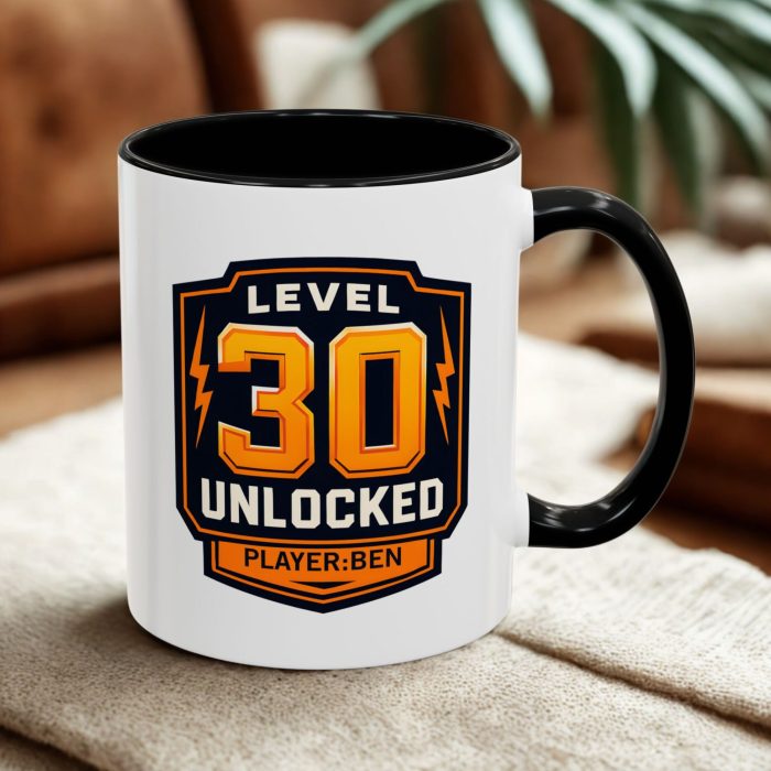 Level 30 Unlocked Personalised Mug – Custom 30th Birthday Gift