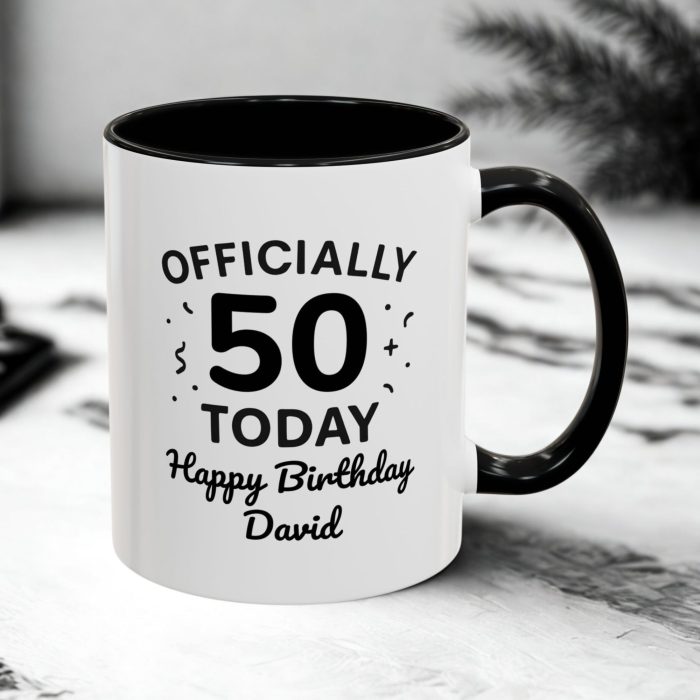 Officially 50 Today Birthday Mug – Personalised Milestone Gift