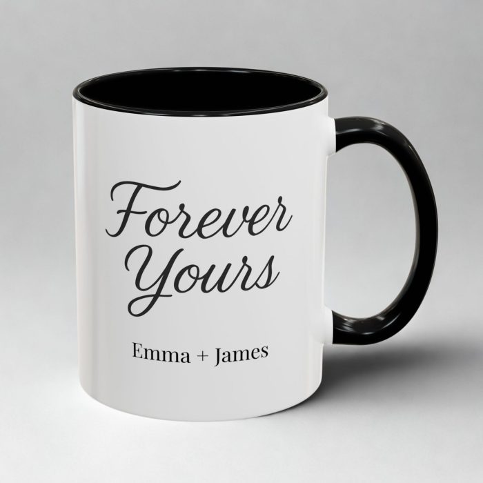 Forever Yours Love Mug – Personalised Names Romantic Coffee Mug