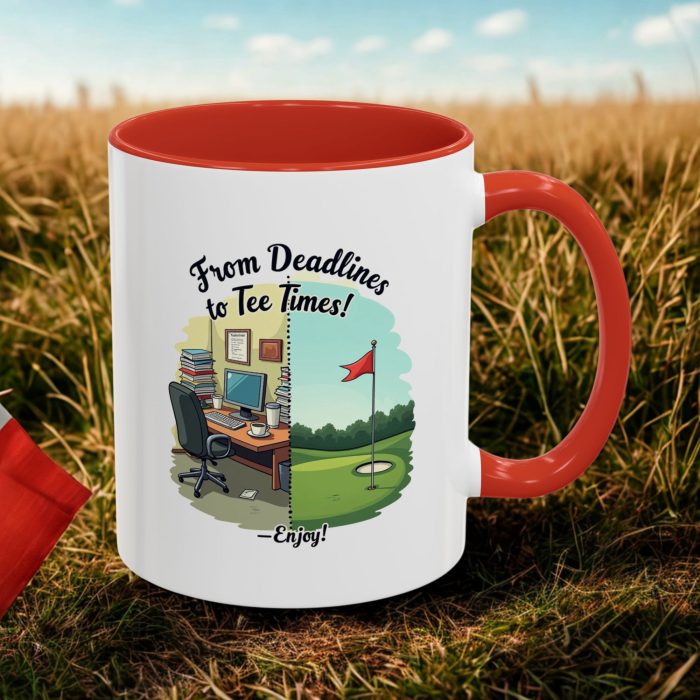 Golf Mugs UK | “From Deadlines to Tee Times! Enjoy!” Office to Golf Course Design | Mug Spot UK