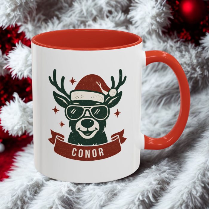 Personalised Reindeer Christmas Mug custom name ceramic festive mug from Mug Spot UK