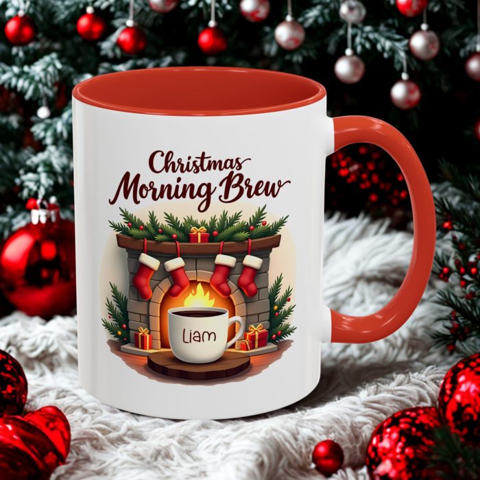 Personalised Christmas Mug UK | “Christmas Morning Brew” Custom Name Design | Mug Spot UK
