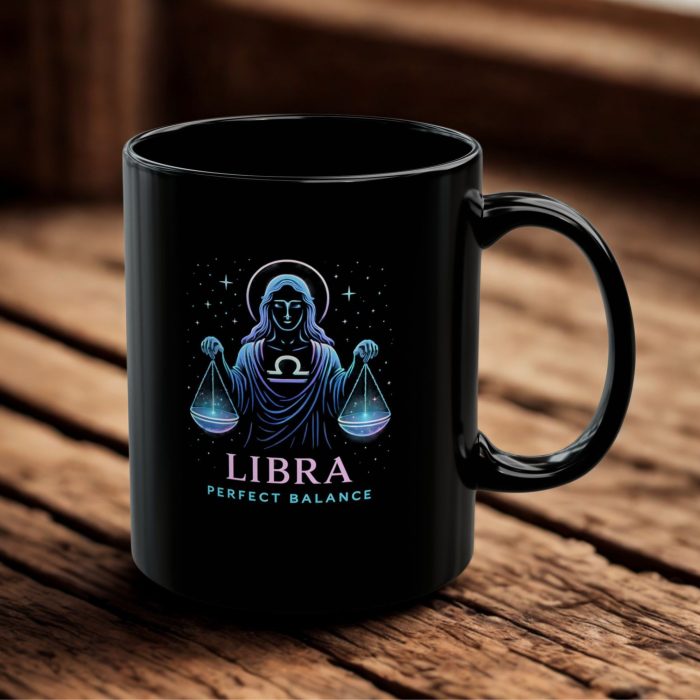 Libra Perfect Balance Black Ceramic Mug - Astrology Birthday Gift