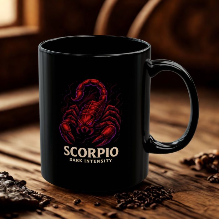 Scorpio Dark Intensity Black Ceramic Mug - Astrology Birthday Gift