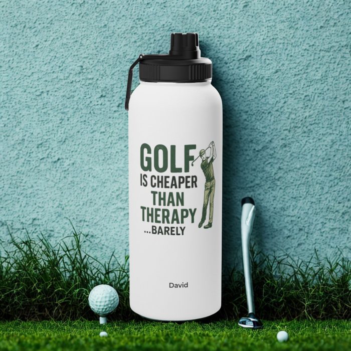Golf Therapy Water Bottle – Personalised Stainless Steel Sports Bottle
