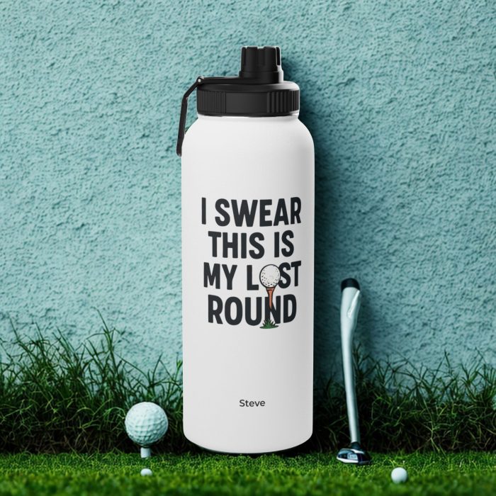 Golf Round Water Bottle – Personalised Stainless Steel Sports Bottle