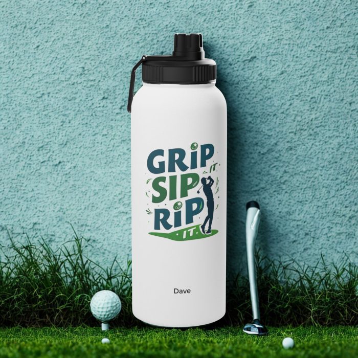 golf sports bottle personalised stainless steel water bottle from Mug Spot UK